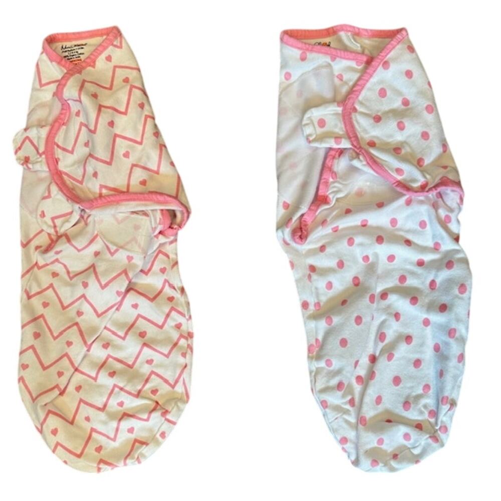 Lot of 2 Mama Cheetah Baby Girls Pink S/M 7-14 lbs Sleep Sacks Swaddle